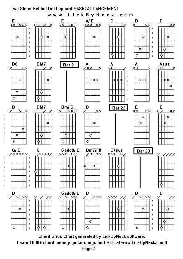 Chord Grids Chart of chord melody fingerstyle guitar song-Two Steps Behind-Def Leppard-BASIC ARRANGEMENT,generated by LickByNeck software.